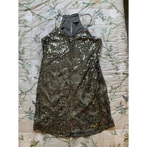 Express Charcoal Gray Sequined Shift Dress